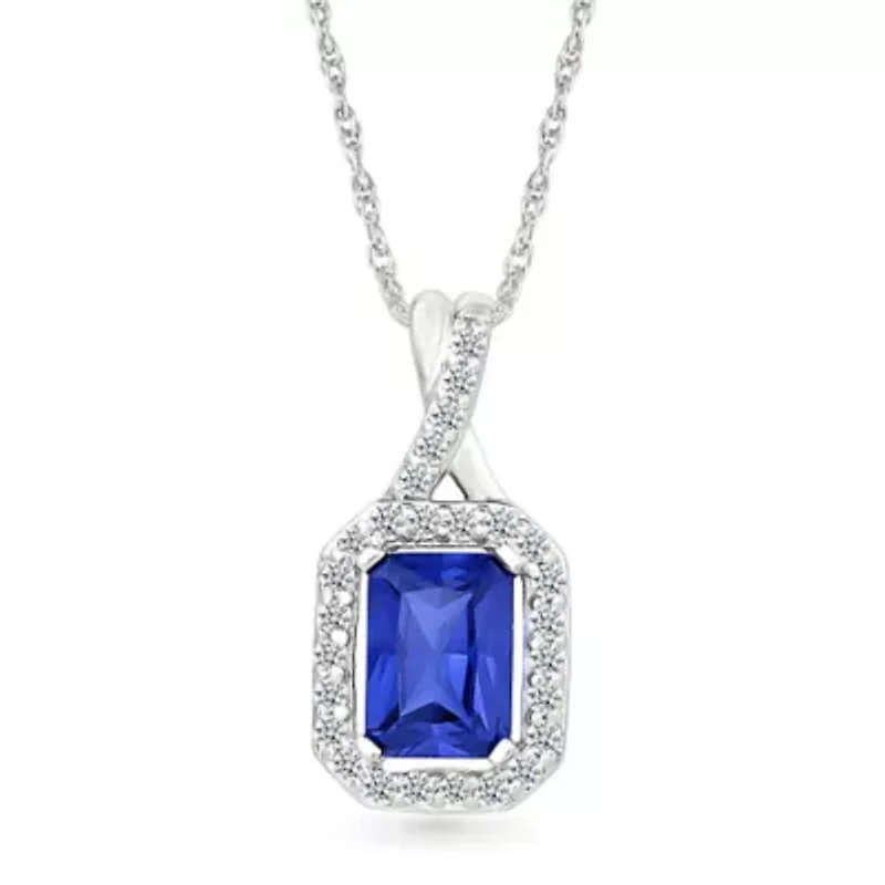 Lab Created Created Blue Sapphire and Created White Sapphire Fashion Pendant
