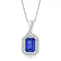 Lab Created Created Blue Sapphire and Created White Sapphire Fashion Pendant