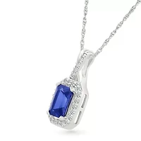 Lab Created Created Blue Sapphire and Created White Sapphire Fashion Pendant