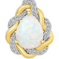 Lab Created Diamond and Created Opal Fashion Pendant