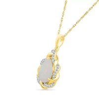 Lab Created Diamond and Created Opal Fashion Pendant