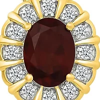 Garnet and Created White Sapphire Oval Shape Pendant