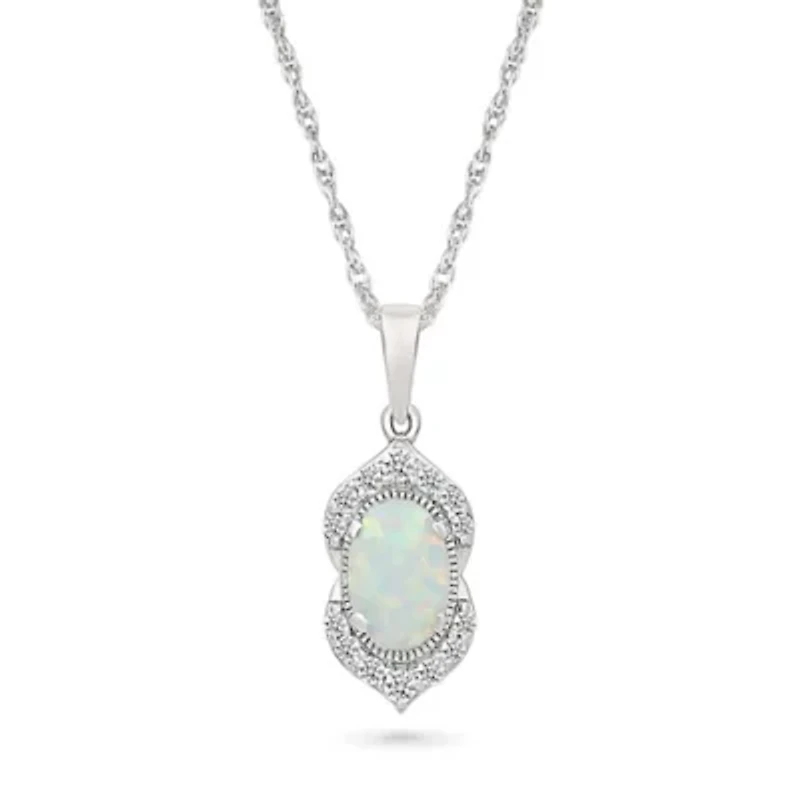 Lab Created Created Opal and Created White Sapphire Fashion Pendant