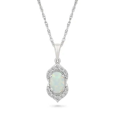 Lab Created Created Opal and Created White Sapphire Fashion Pendant