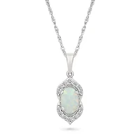 Lab Created Created Opal and Created White Sapphire Fashion Pendant