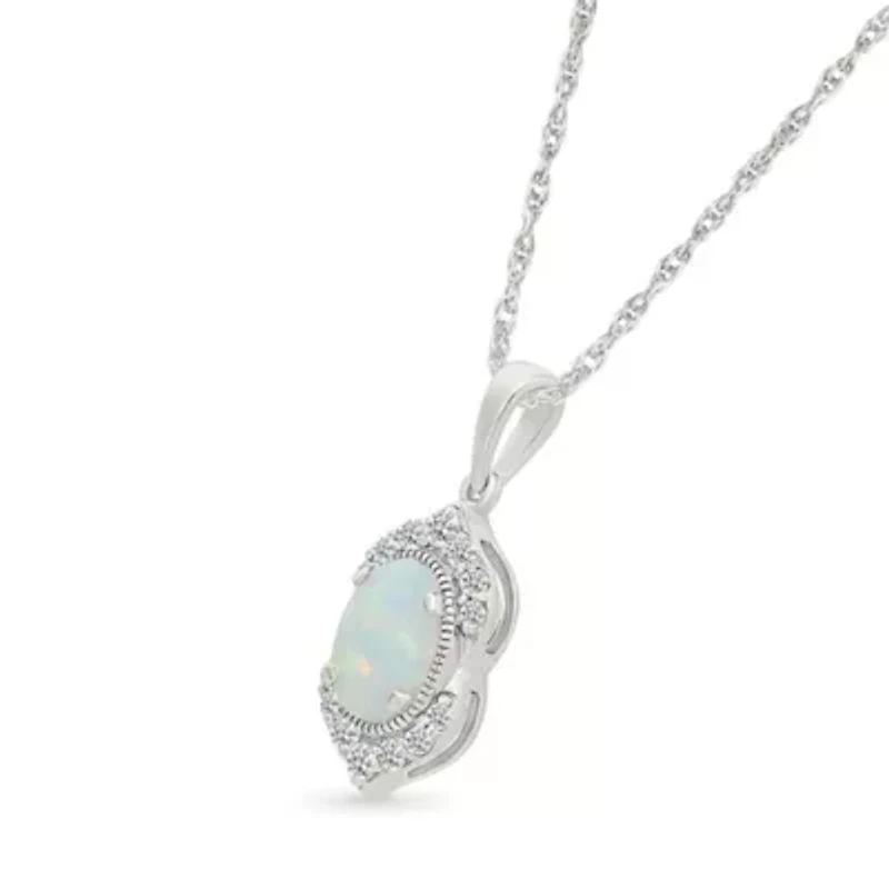 Lab Created Created Opal and Created White Sapphire Fashion Pendant