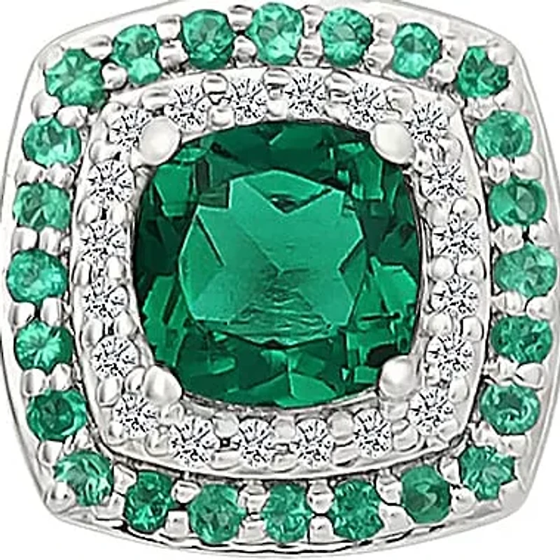 Lab Created Created Emerald and Created White Sapphire Fashion Pendant