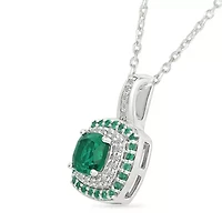 Lab Created Created Emerald and Created White Sapphire Fashion Pendant