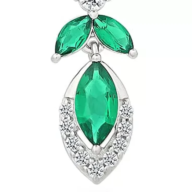 Lab Created Created Emerald and Created White Sapphire Fashion Pendant