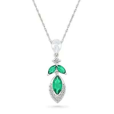 Lab Created Created Emerald and Created White Sapphire Fashion Pendant