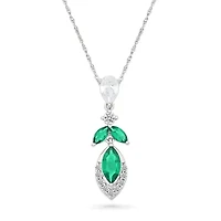 Lab Created Created Emerald and Created White Sapphire Fashion Pendant