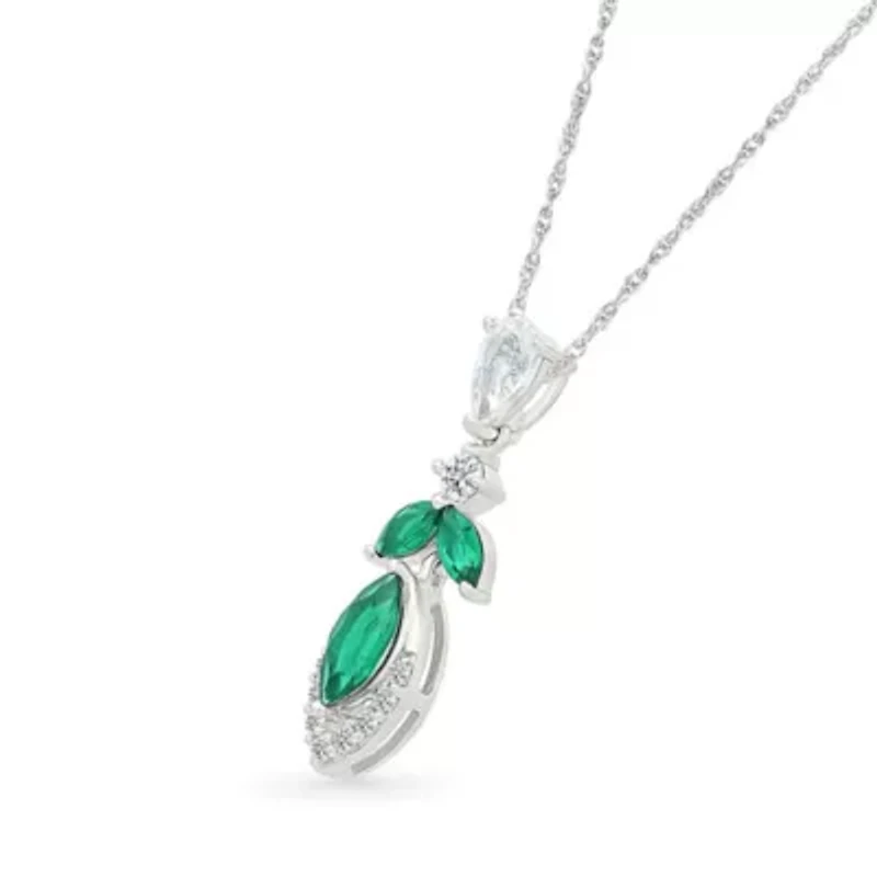 Lab Created Created Emerald and Created White Sapphire Fashion Pendant