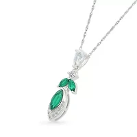 Lab Created Created Emerald and Created White Sapphire Fashion Pendant