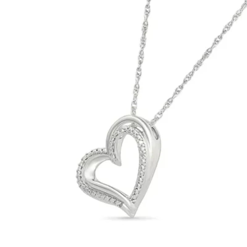 Diamond Sidetilted Heart Pendant