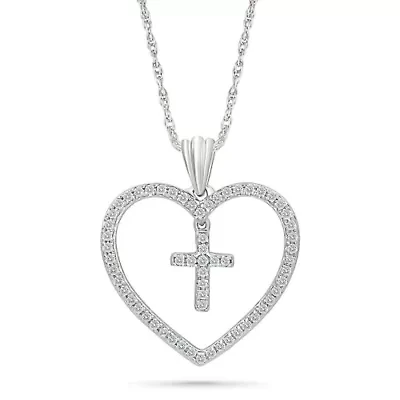 Diamond Cross Heart Pendant