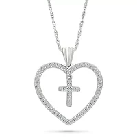 Diamond Cross Heart Pendant