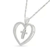 Diamond Cross Heart Pendant