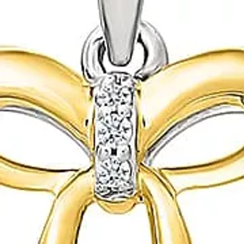 Diamond Bow Heart Pendant