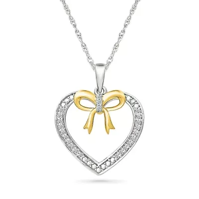 Diamond Bow Heart Pendant