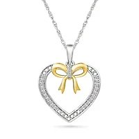 Diamond Bow Heart Pendant