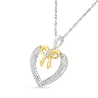 Diamond Bow Heart Pendant