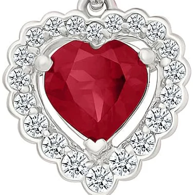 Created Ruby and Created White Sapphire Heart Pendant