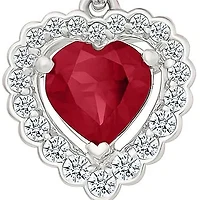 Created Ruby and Created White Sapphire Heart Pendant