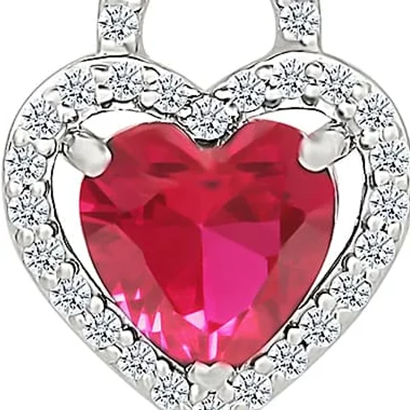 Lab Created Created Ruby and Created White Sapphire Heart Pendant