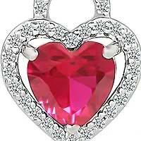 Lab Created Created Ruby and Created White Sapphire Heart Pendant