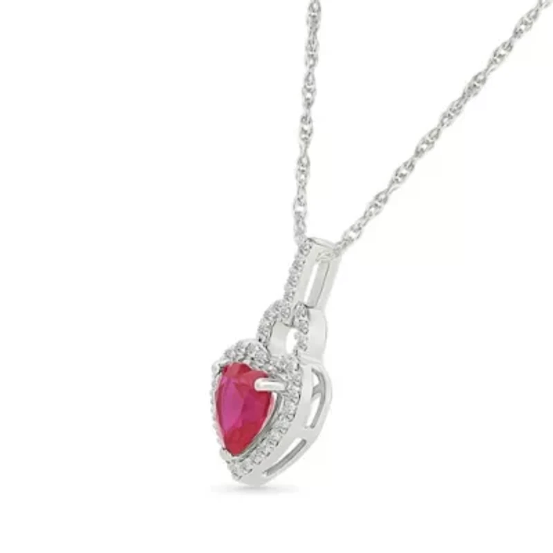 Lab Created Created Ruby and Created White Sapphire Heart Pendant