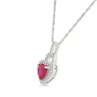 Lab Created Created Ruby and Created White Sapphire Heart Pendant