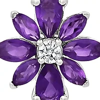 Amethyst and Created White Sapphire Flower Pendant