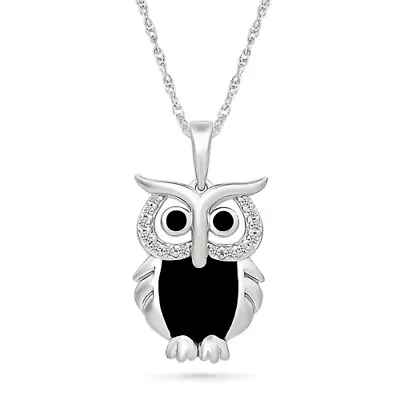 Diamond Owl Charm Pendant