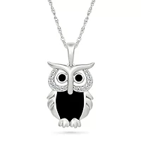 Diamond Owl Charm Pendant