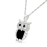 Diamond Owl Charm Pendant