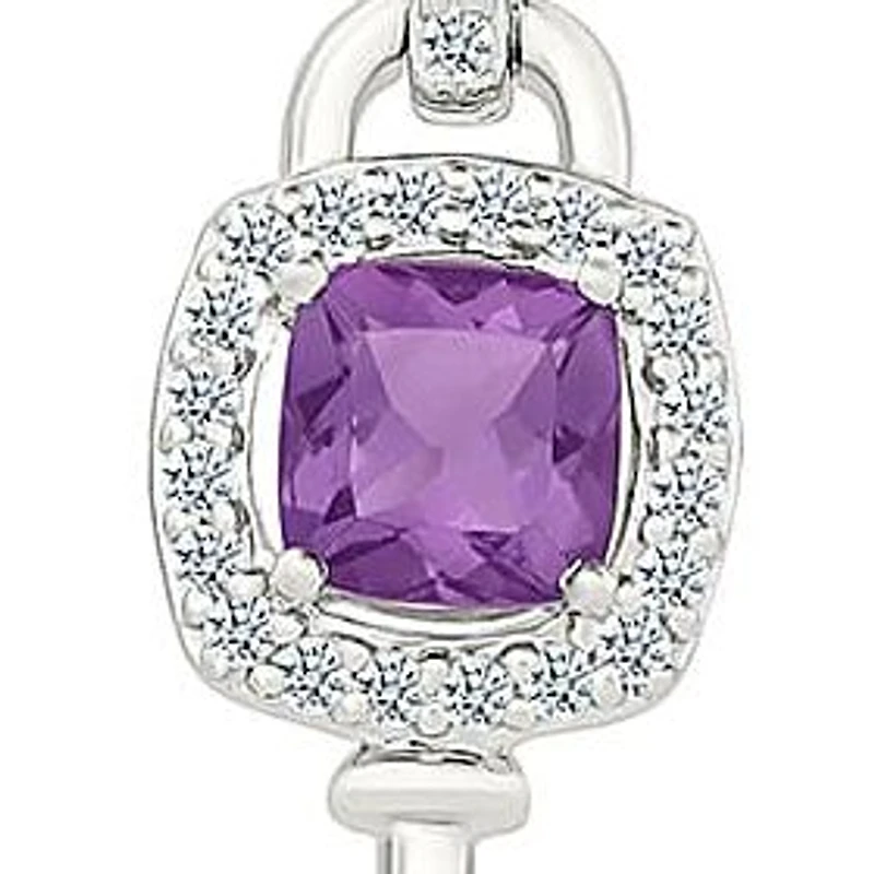Amethyst and Created White Sapphire Charm Pendant