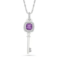 Amethyst and Created White Sapphire Charm Pendant