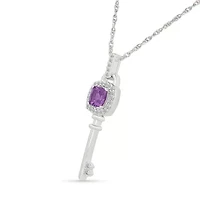 Amethyst and Created White Sapphire Charm Pendant