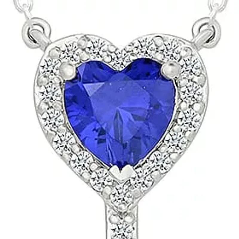 Lab Created Created Blue Sapphire and Created White Sapphire Charm Pendant