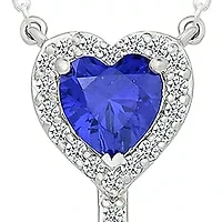 Lab Created Created Blue Sapphire and Created White Sapphire Charm Pendant