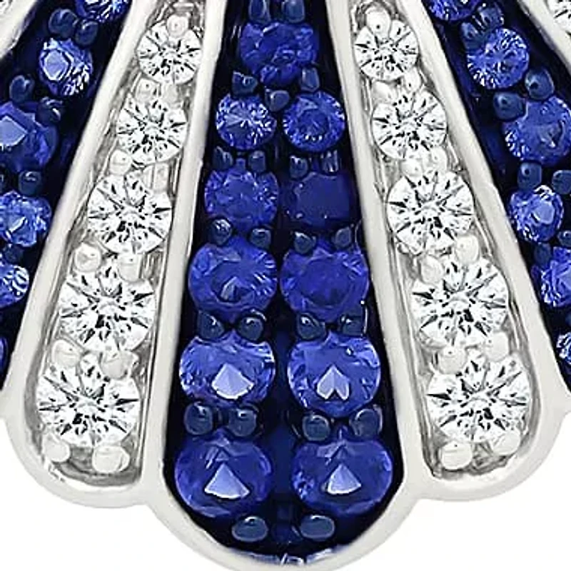 Lab Created Created Blue Sapphire and Created White Sapphire Charm Pendant
