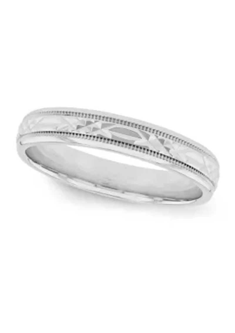 Prism-Cut Milgrain Millimeter Wedding Band .925 Sterling Silver