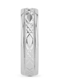 Prism-Cut Milgrain 6 Millimeter Wedding Band .925 Sterling Silver