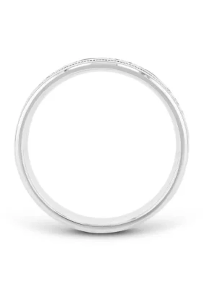 Prism-Cut Milgrain 6 Millimeter Wedding Band .925 Sterling Silver