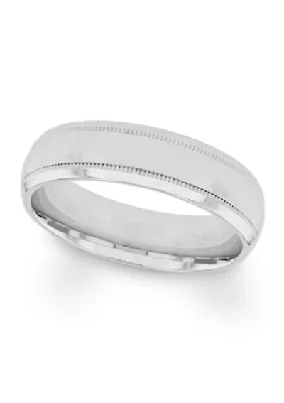 Polished Milgrain 6 Millimeter Wedding Band .925 Sterling Silver