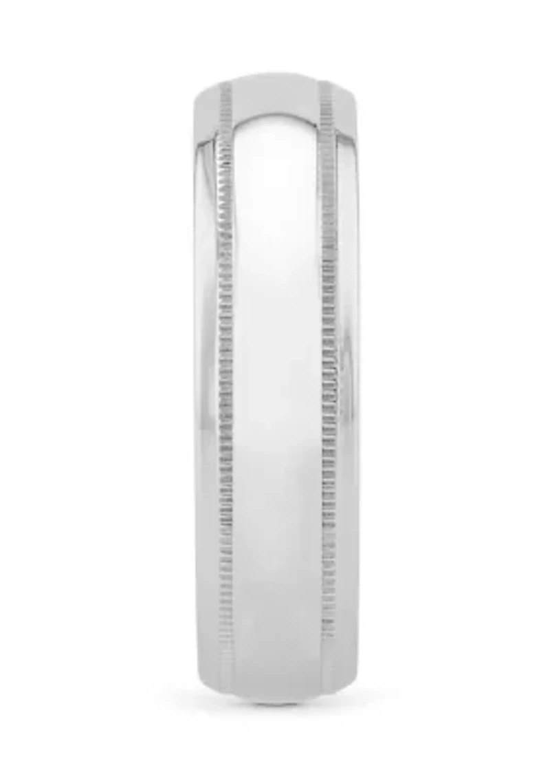 Polished Milgrain 6 Millimeter Wedding Band .925 Sterling Silver
