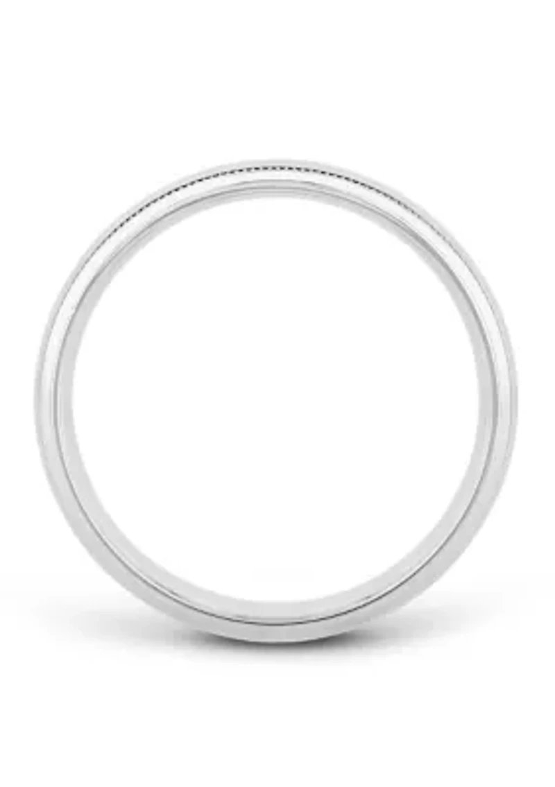 Polished Milgrain 6 Millimeter Wedding Band .925 Sterling Silver