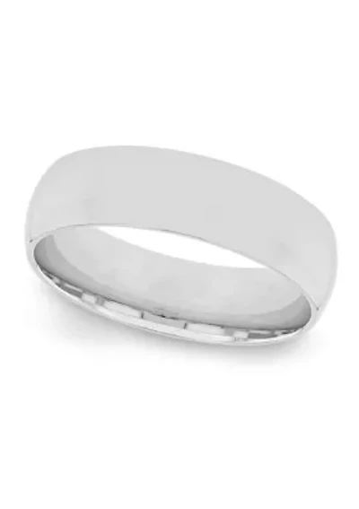 Plain Polished 6 Millimeter Wedding Band .925 Sterling Silver