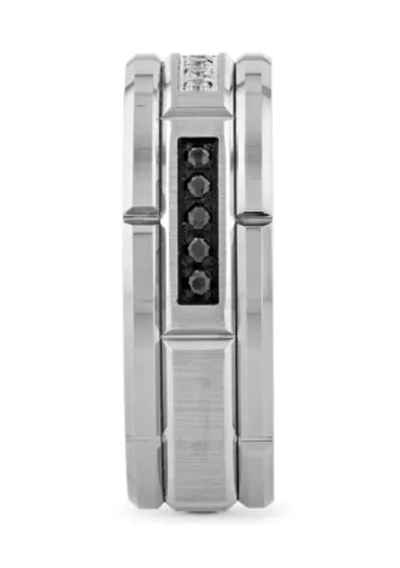 1/10 ct. t.w. Black and White Diamond Band Tungsten