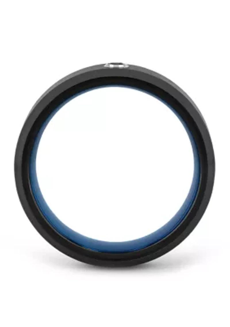 1/10 ct. t.w. Black Diamond Solitaire Band and Blue Tungsten